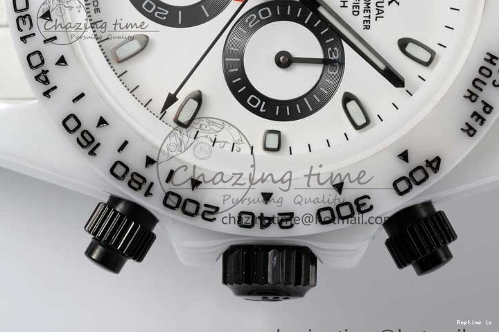 1223 FashionForward Daytona White Ceramic 5GF Best Edition White Black Dial on White Rubber Strap A 2329
